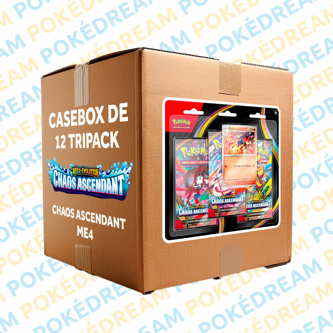 Casebox de 12 Tripacks Pokémon ME4 - Chaos Ascendant